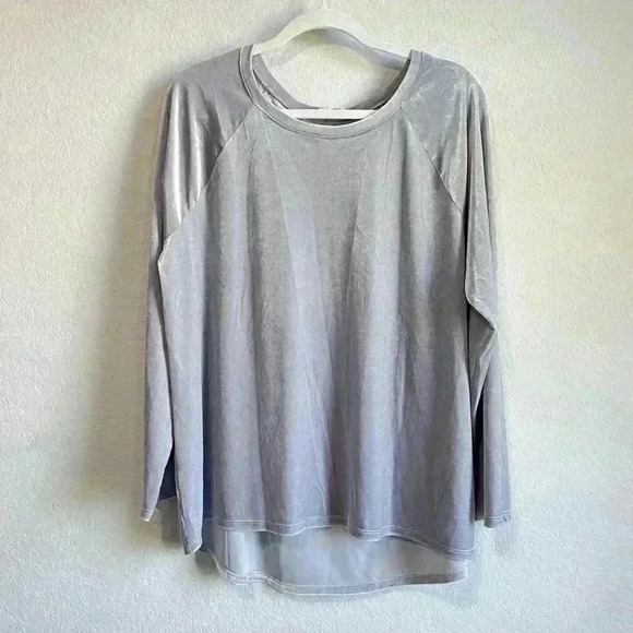 LOFT Lounge Women’s Gray‎ Velvet Pullover Top Size L - Picture 1 of 8
